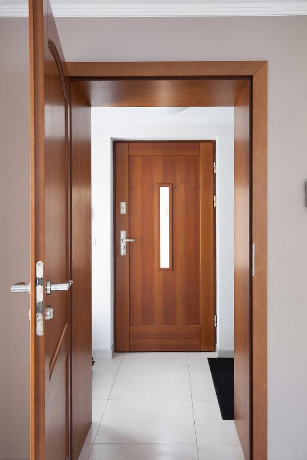 Reinforced armoured entry door inside a UAE villa hallway